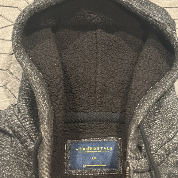 Men’s Aeropostale Grey Zipper Hoodie Size L - Picture 3 of 10